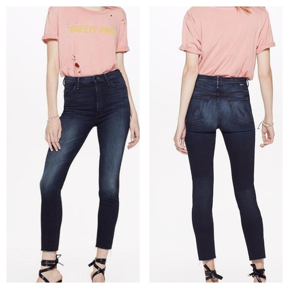 Mother High Waisted Looker Ankle Fray In Night Owl Size 29 - Picture 1 of 9